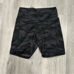 Black Camo High-Waisted Shorts